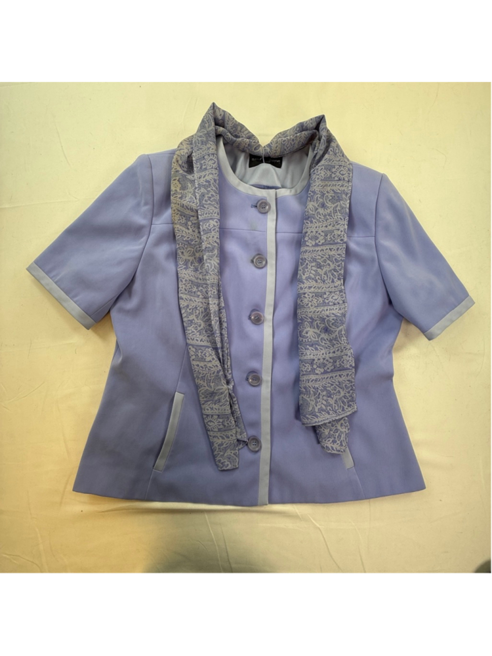 Sag Harbor Lavender Skirt Suit Scarf Set Size 16 Career Church Easter Mother of - Picture 10 of 11